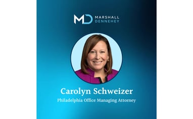 Portrait of Carolyn Schweizer, with text below: Philadelphia Office Managing Attorney